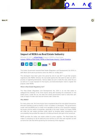 Impact of RERA on Real Estate Industry