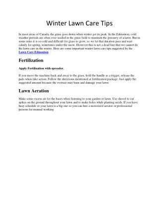 Winter Lawn Care Tips
