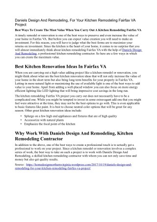 Kitchen Remodeling Fairfax VA Project