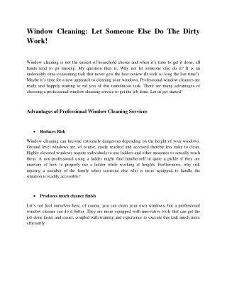 Window Cleaning: Let Someone Else Do The Dirty Work