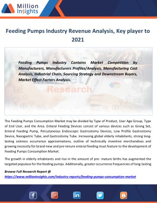Feeding Pumps Market Trends, Application, Growth rate, Volume, Margin From 2016-2021