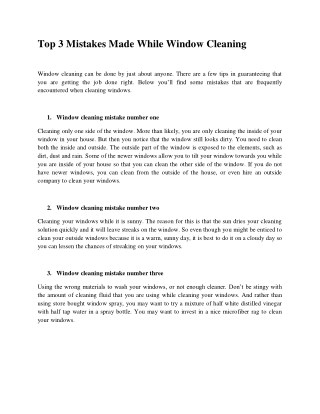 Top 3 mistakes made while window cleaning