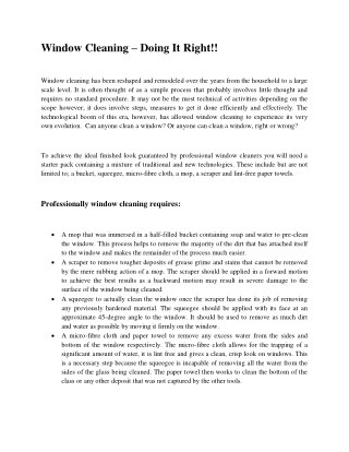 Window cleaning – doing it right