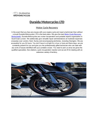 Get the best Motor Cycle Recovery Bexleyheath