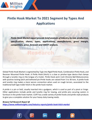 Pintle Hook Market Consumption by Application in 2016-2021