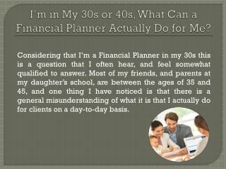 What Can a Financial Planner Actually Do for Me?