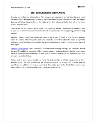 BEST TUITION CENTRE IN SINGAPORE