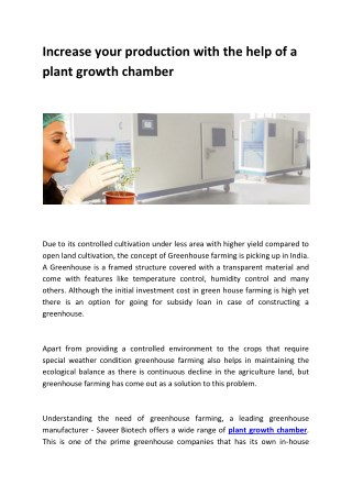Increase your production with the help of a plant growth chamber