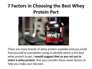7 Factors in Choosing the Best Whey Protein Part