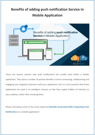 Benefits of adding push notification Service in Mobile Application