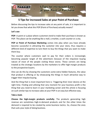 5 Tips for increased Sales at your Point of Purchase