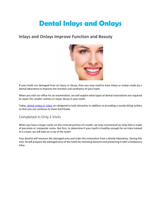 Dental Inlays and Onlays