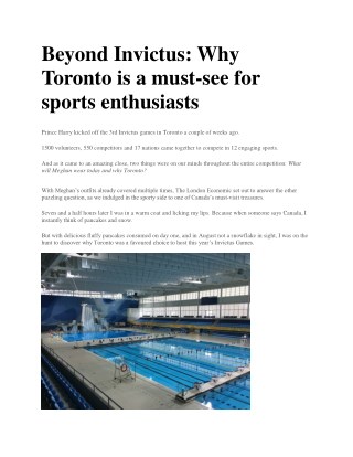 Beyond Invictus: Why Toronto is a must-see for sports enthusiasts