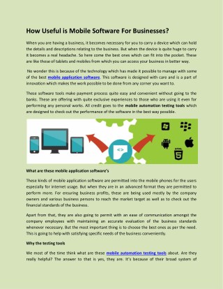 How Useful is Mobile Software For Businesses?
