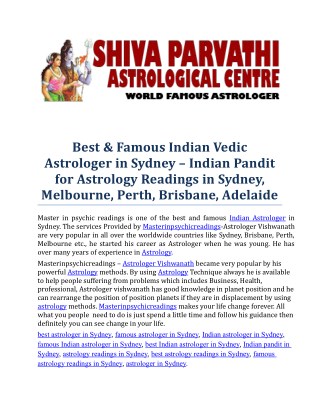 Best, Famous & Top Indian Vedic Astrologer in Sydney, Melbourne, Perth, Brisbane, Adelaide