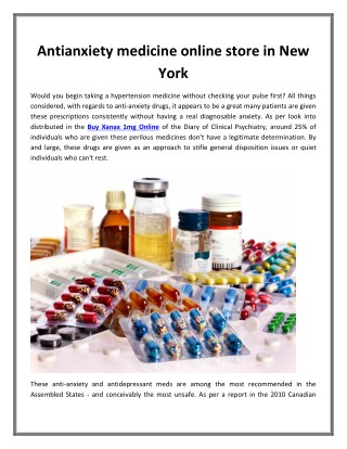 Antianxiety medicine online store in New York