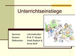 Unterrichtseinstiege