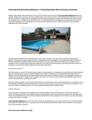 Pool Renovations Melbourne Wide
