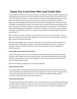 Dazzle Your Loved Ones With Lead Crystal Gifts
