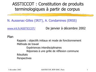 ASSTICCOT : Constitution de produits terminologiques à partir de corpus 