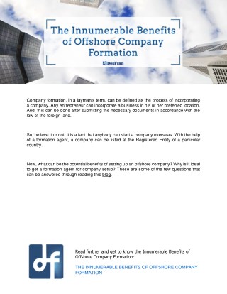 The Innumerable Benefits of Offshore Company Formation