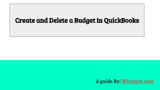 Create and Delete a Budget in QuickBooks