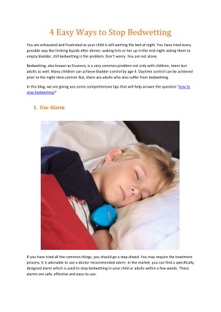 4 Easy Ways to Stop Bedwetting