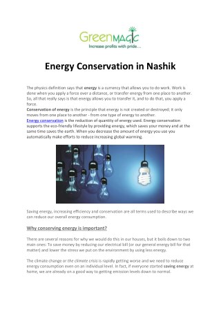 Energy Conservation in Nashik