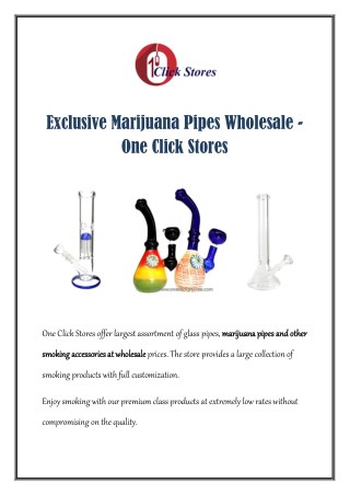Exclusive Marijuana Pipes Wholesale - One Click Stores