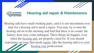 Hearing aid repair & maintenance