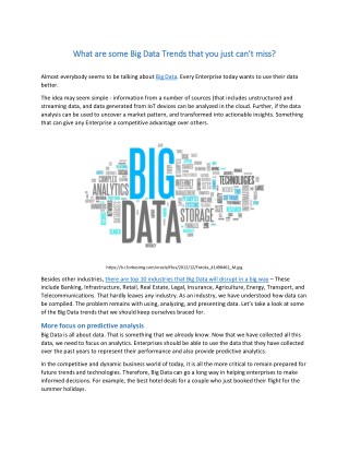 What are some Big Data Trends that you just can’t miss?