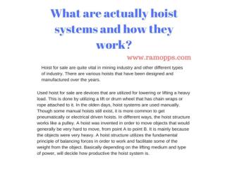 hoist systems