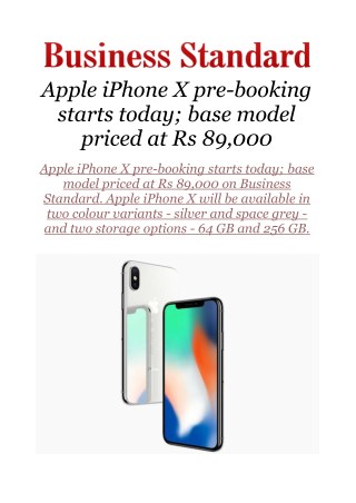 Apple iPhone X pre-booking starts today; base model priced at Rs 89,000
