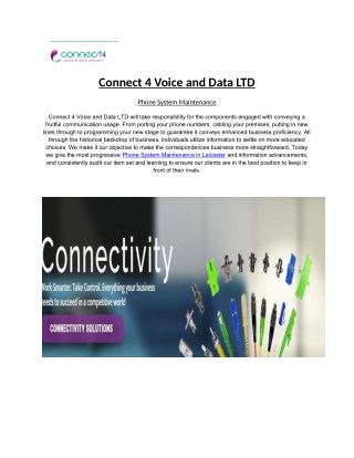 Connect 4 Voice and Data LTD :- Provides the best service for Phone System Maintenance