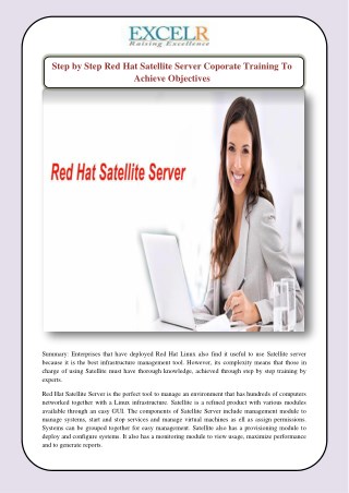 Step by Step Red Hat Satellite Server Coporate Training To Achieve Objectives