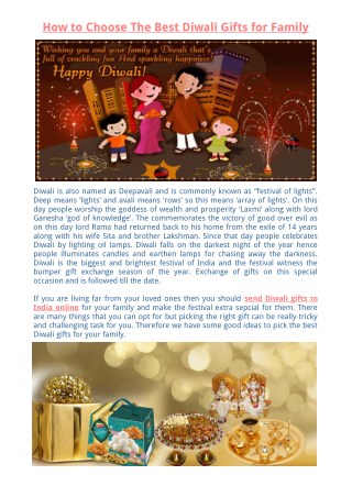 How to Choose The Best Diwali Gifts for Family