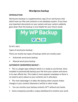 Word press Backup