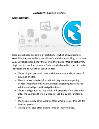 Wordpress Backup Plugin