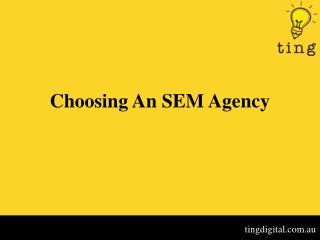 Choosing An SEM Agency