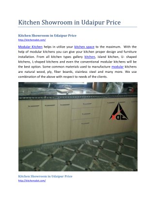 Kitchen Showroom in Udaipur Price