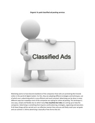 Best Classified site in India for posting ads