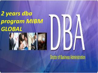 2 years dba program Entrepreneurship