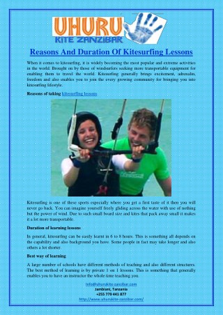 Reasons And Duration Of Kitesurfing Lessons