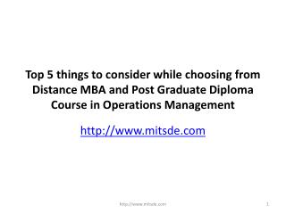 Top 5 things to consider while choosing from Distance MBA and Post Graduate Diploma Course in Operations Management