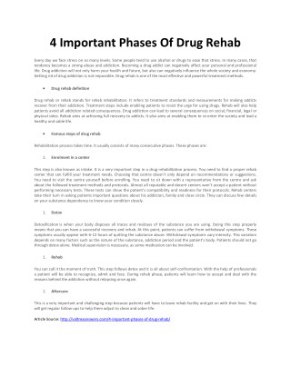 4 Important Phases Of Drug Rehab