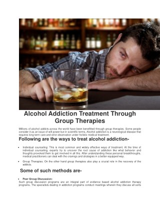 Alcohol Addiction Treatment Through Group Therapies