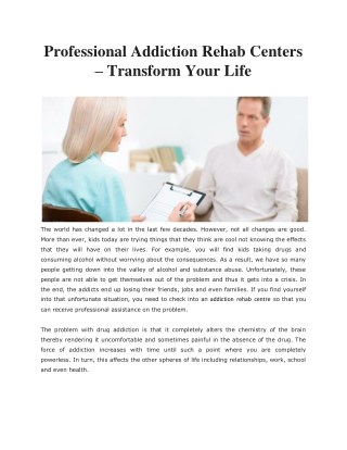 Professional Addiction Rehab Centers – Transform Your Life