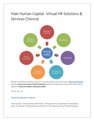 Hale Human Capital - Virtual HR Solutions Chennai