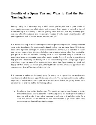 Benefits of a Spray Tan and Ways to Find the Best Tanning Salon