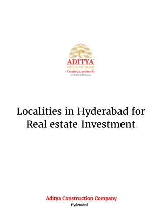 Localities in Hyderabad for Real estate Investment